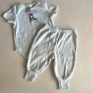 Starting Out 6M Baby One Piece with Truck Design - White and Green